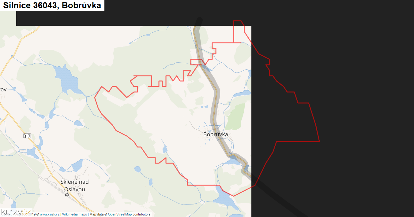 Bobrůvka, Silnice 36043 - Mapa