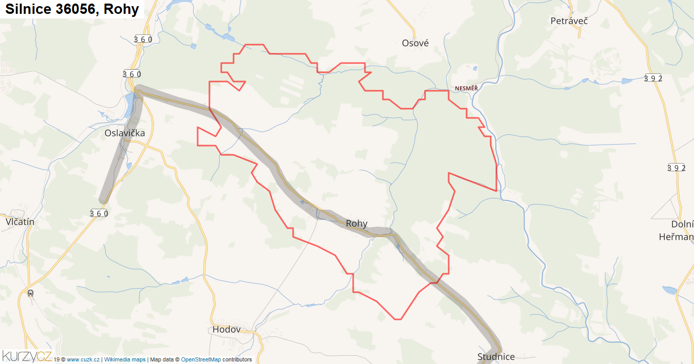 Rohy, Silnice 36056 - Mapa