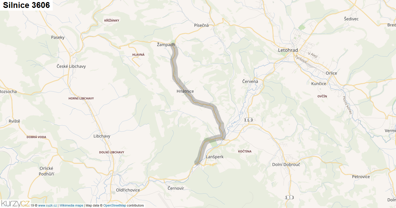 Silnice 3606 - mapa Silnice 3606