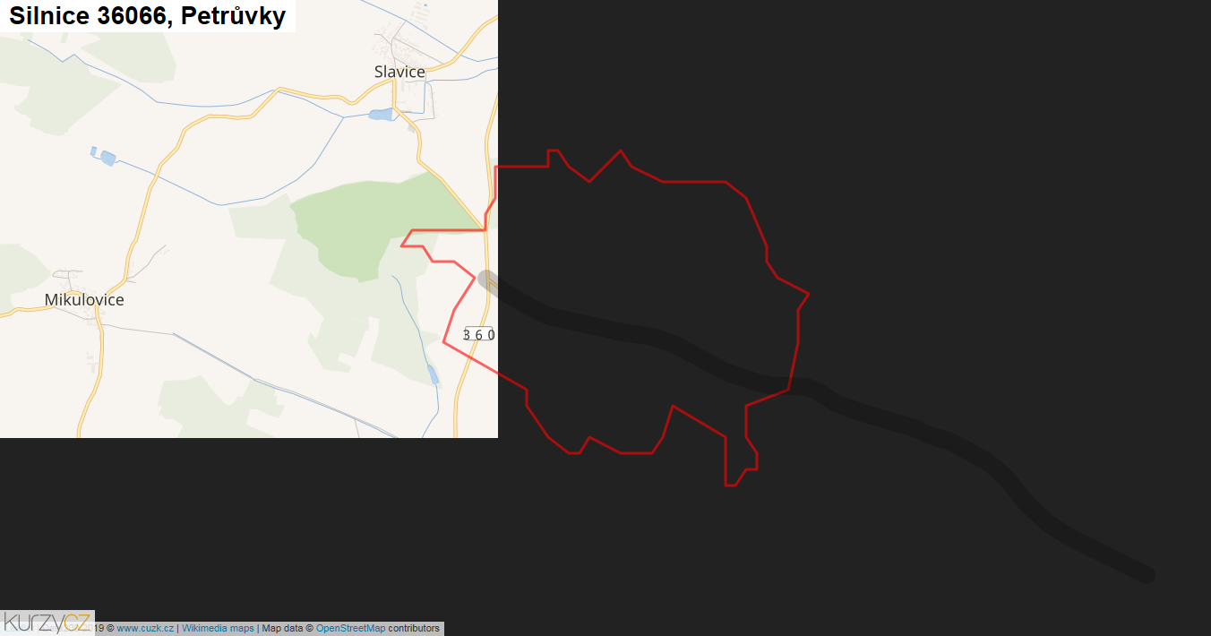 Petrůvky, Silnice 36066 - Mapa