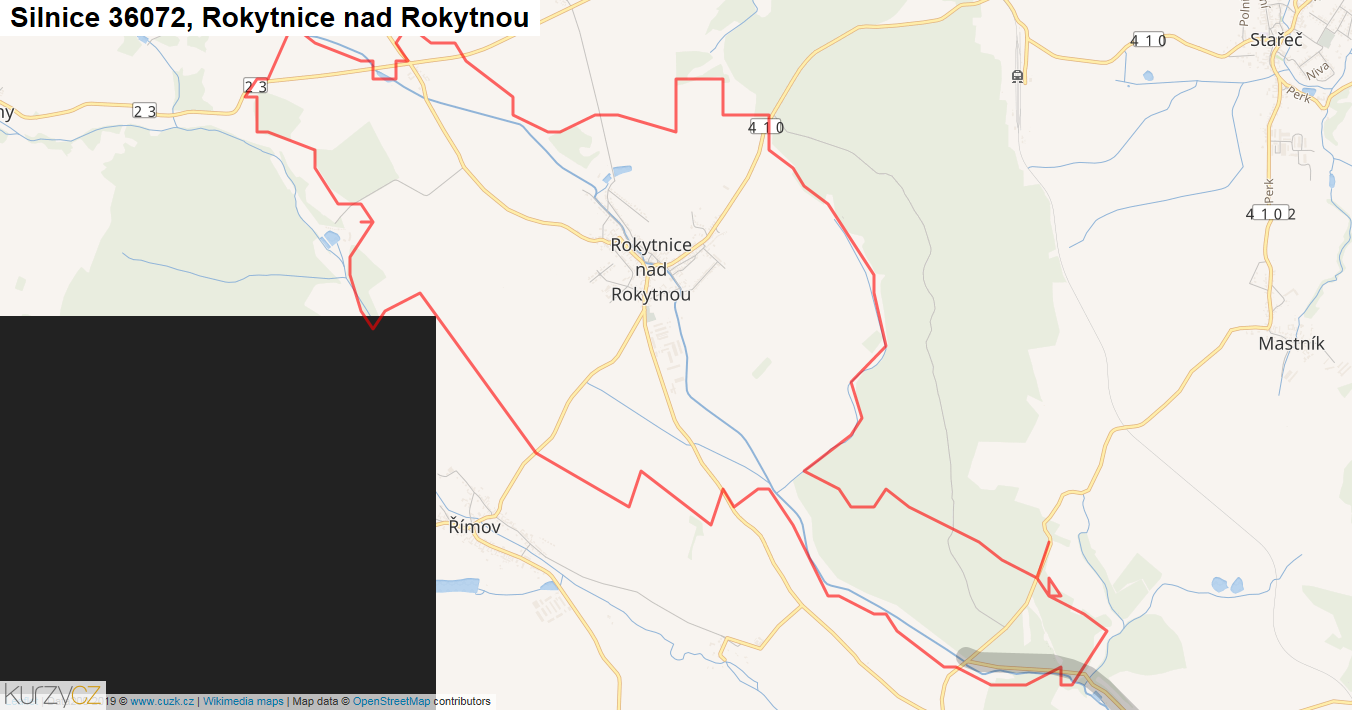 Rokytnice nad Rokytnou, Silnice 36072 - Mapa