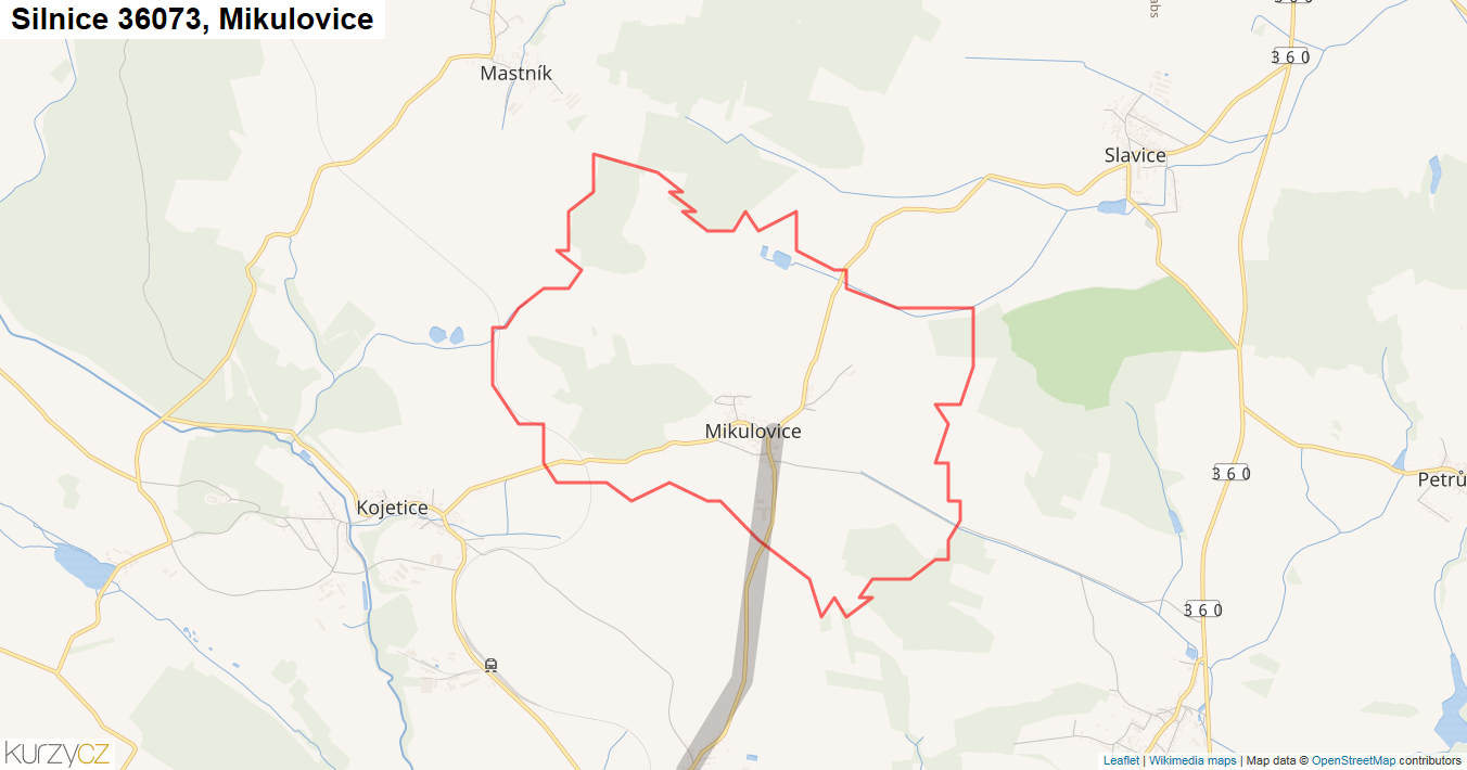 Mikulovice, Silnice 36073 - Mapa