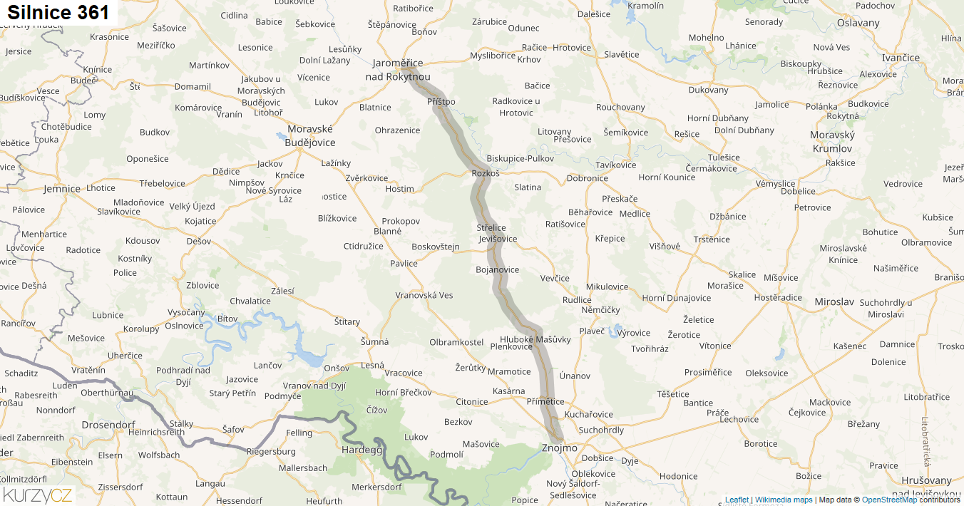 Silnice 361 - mapa Silnice 361