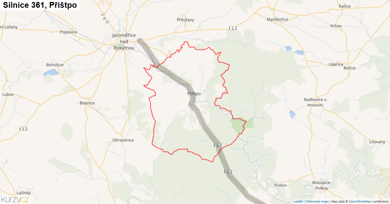 Příštpo, Silnice 361 - Mapa