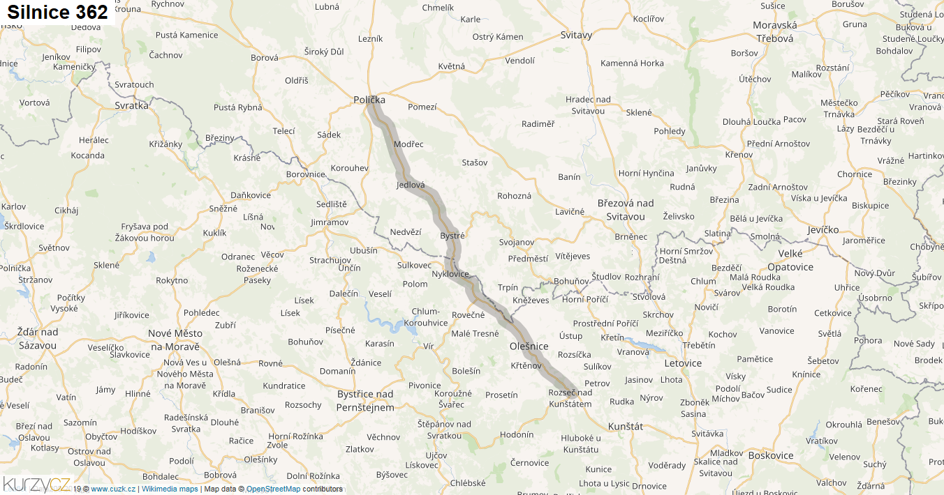 Silnice 362 - mapa Silnice 362