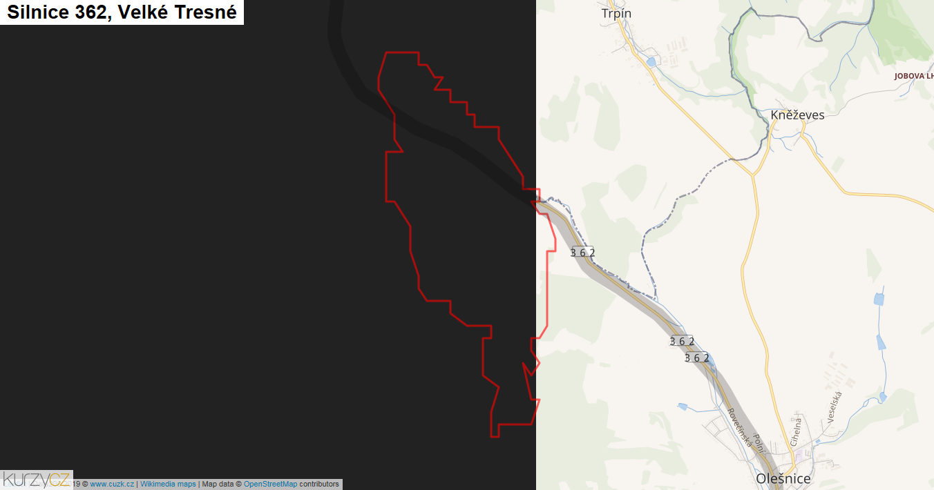 Velké Tresné, Silnice 362 - Mapa
