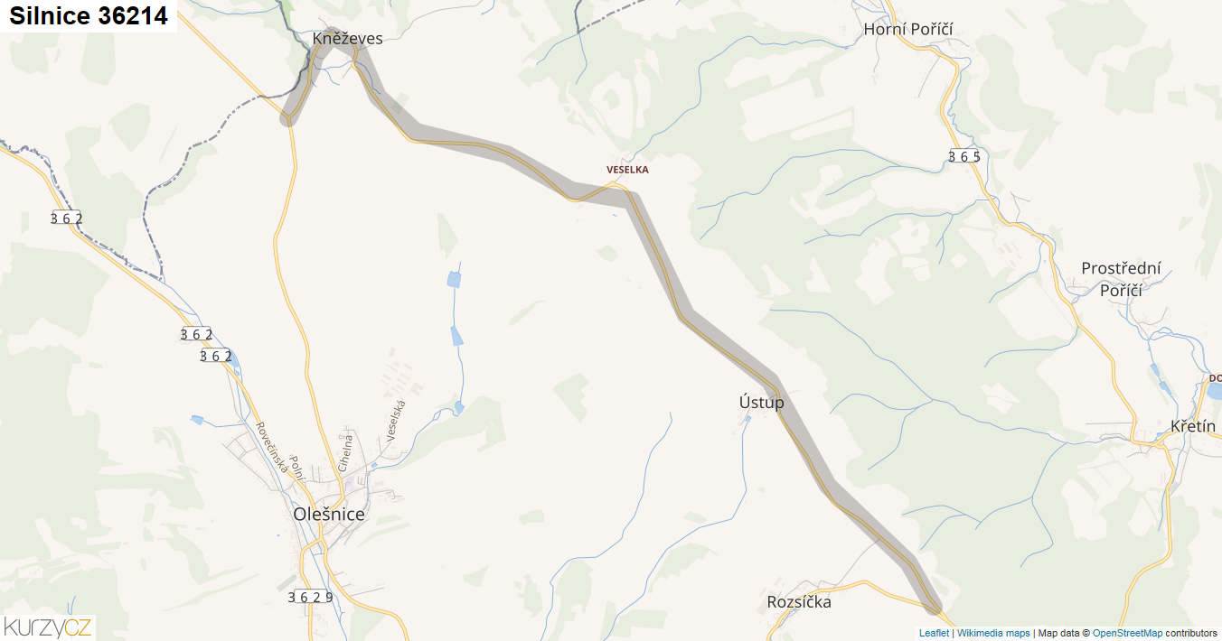 Silnice 36214 - mapa Silnice 36214