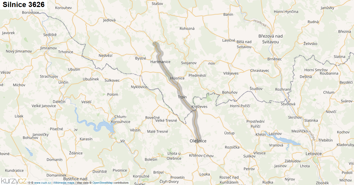 Silnice 3626 - mapa Silnice 3626