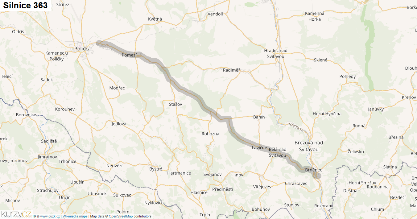 Silnice 363 - mapa Silnice 363
