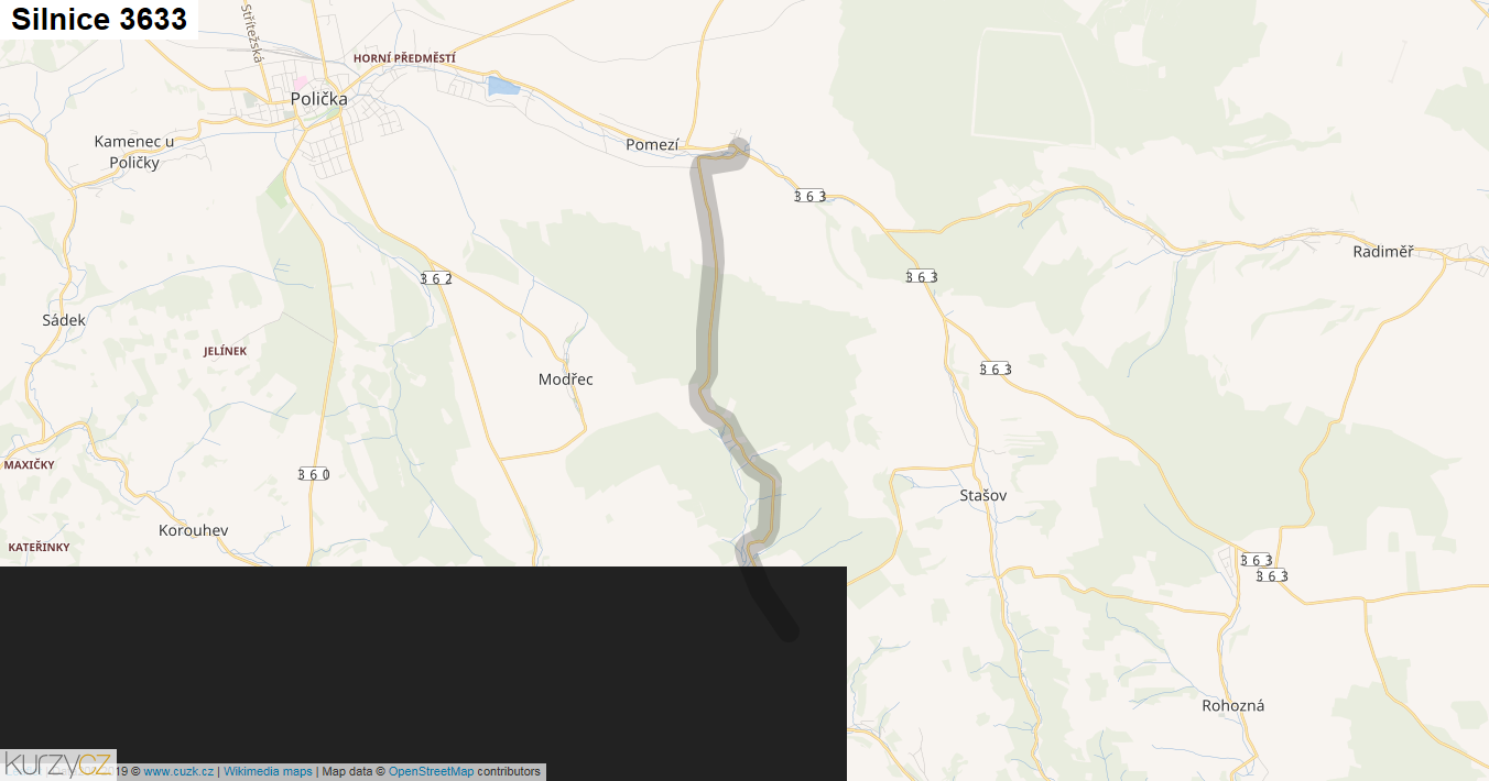 Silnice 3633 - mapa Silnice 3633
