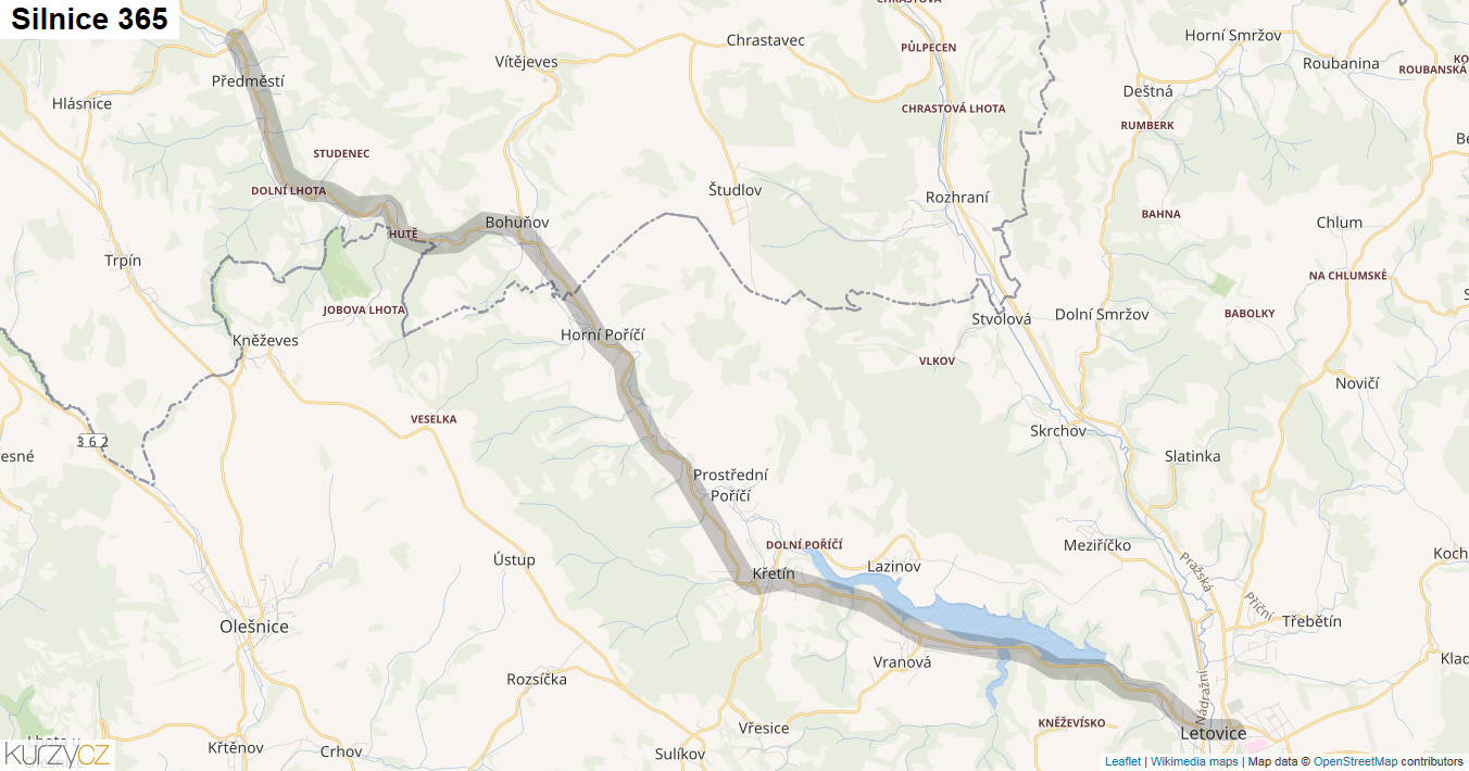 Silnice 365 - mapa Silnice 365