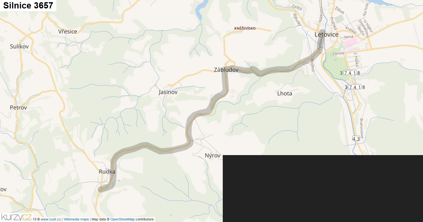Silnice 3657 - mapa Silnice 3657