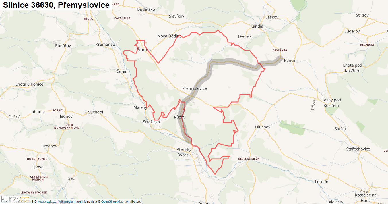 Přemyslovice, Silnice 36630 - Mapa