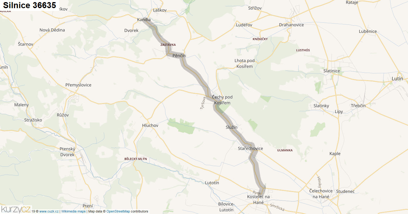Silnice 36635 - mapa Silnice 36635