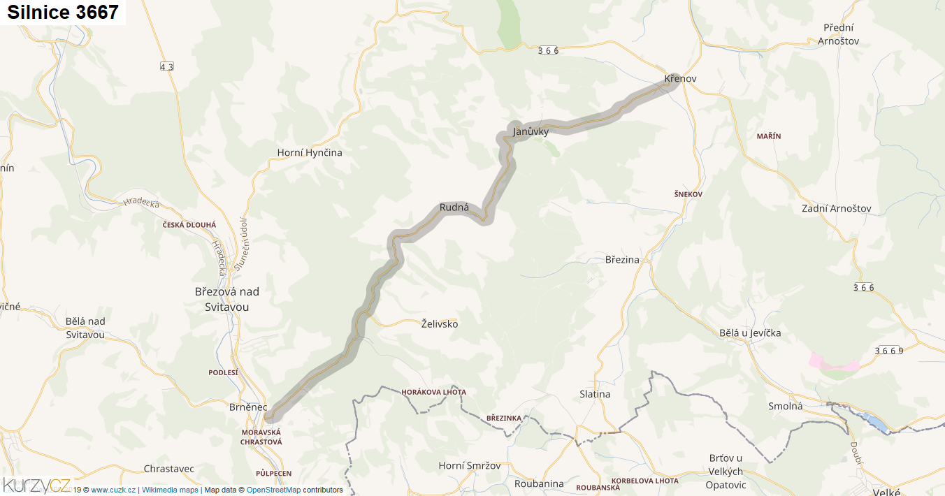 Silnice 3667 - mapa Silnice 3667