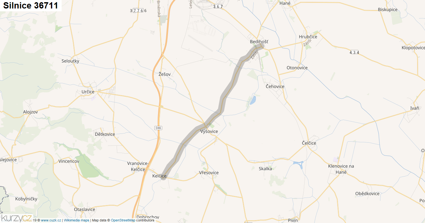Silnice 36711 - mapa Silnice 36711