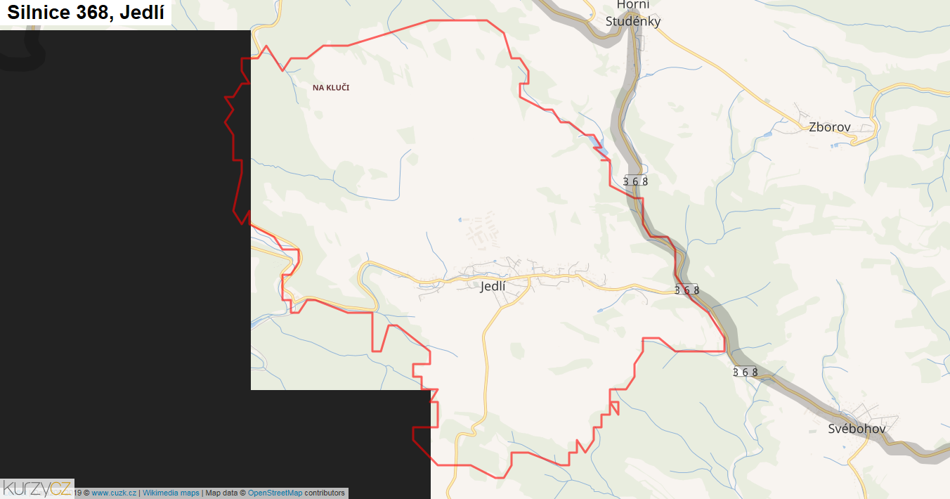 Jedlí, Silnice 368 - Mapa