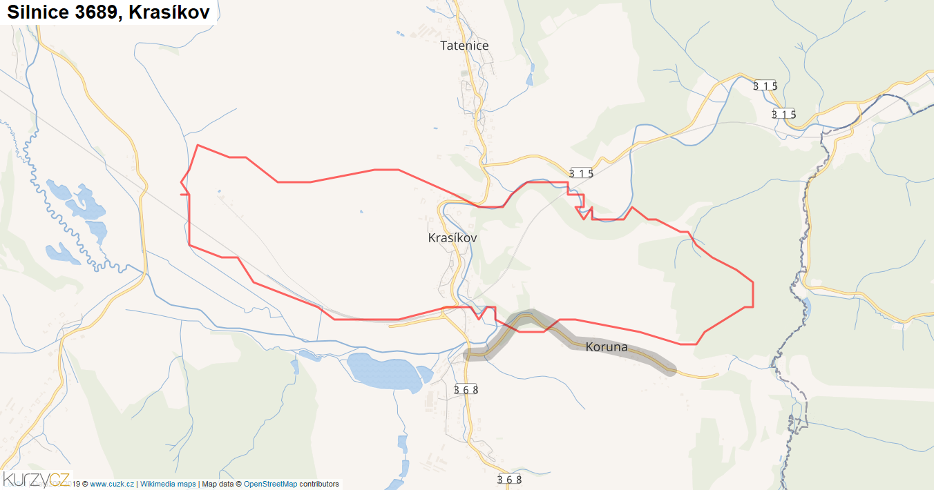 Krasíkov, Silnice 3689 - Mapa