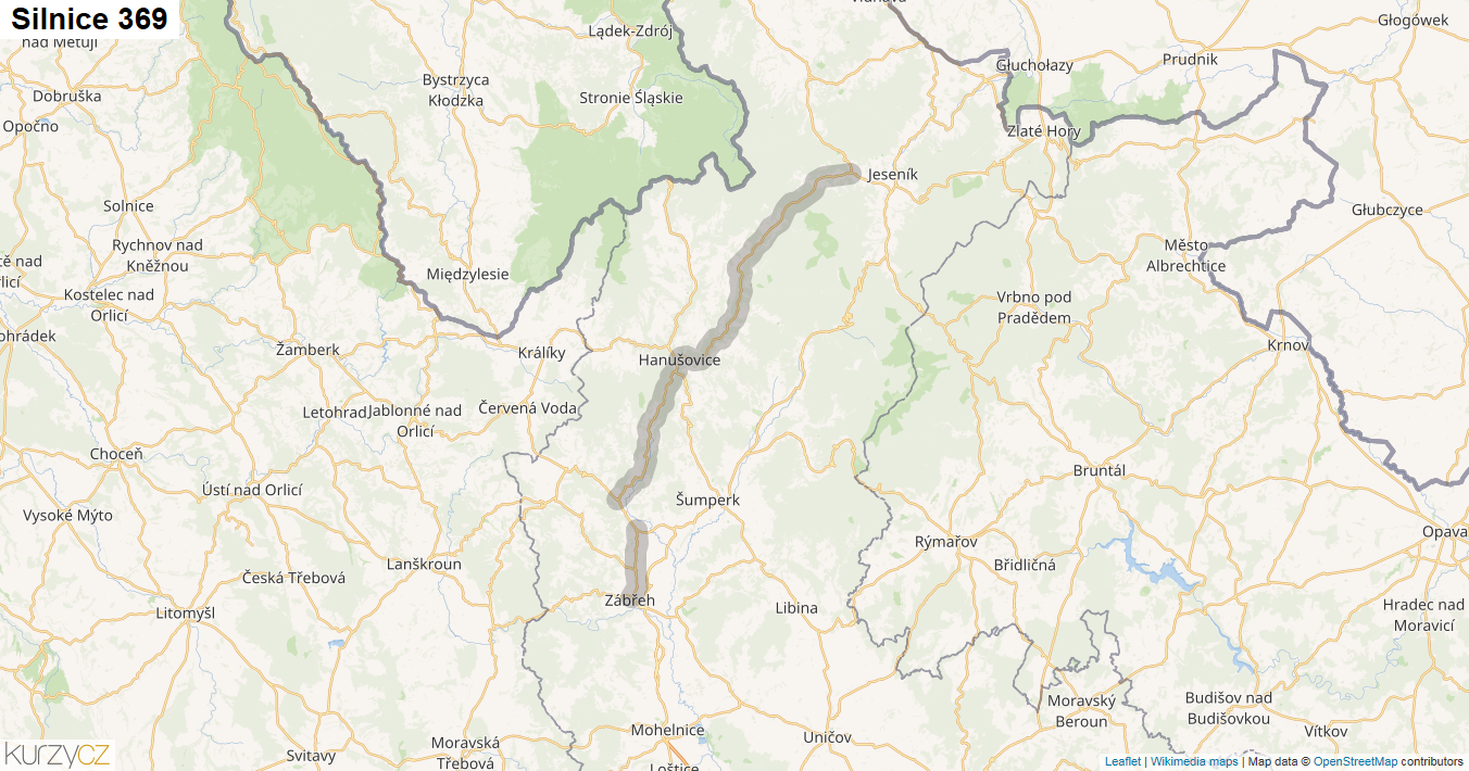 Silnice 369 - mapa Silnice 369