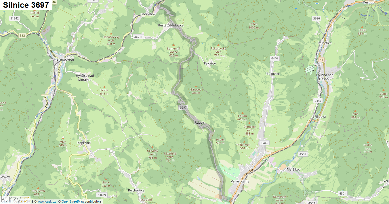 Silnice 3697 - mapa Silnice 3697