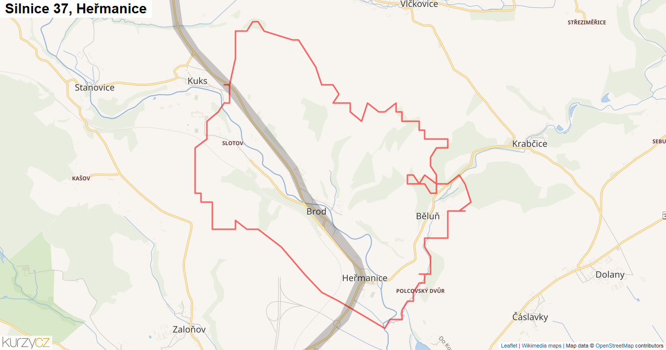 Heřmanice, Silnice 37 - Mapa