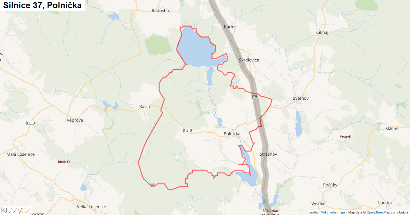 Polnička, Silnice 37 - Mapa