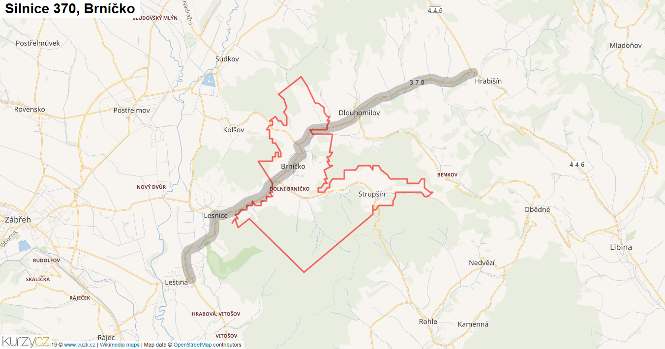 Brníčko, Silnice 370 - Mapa