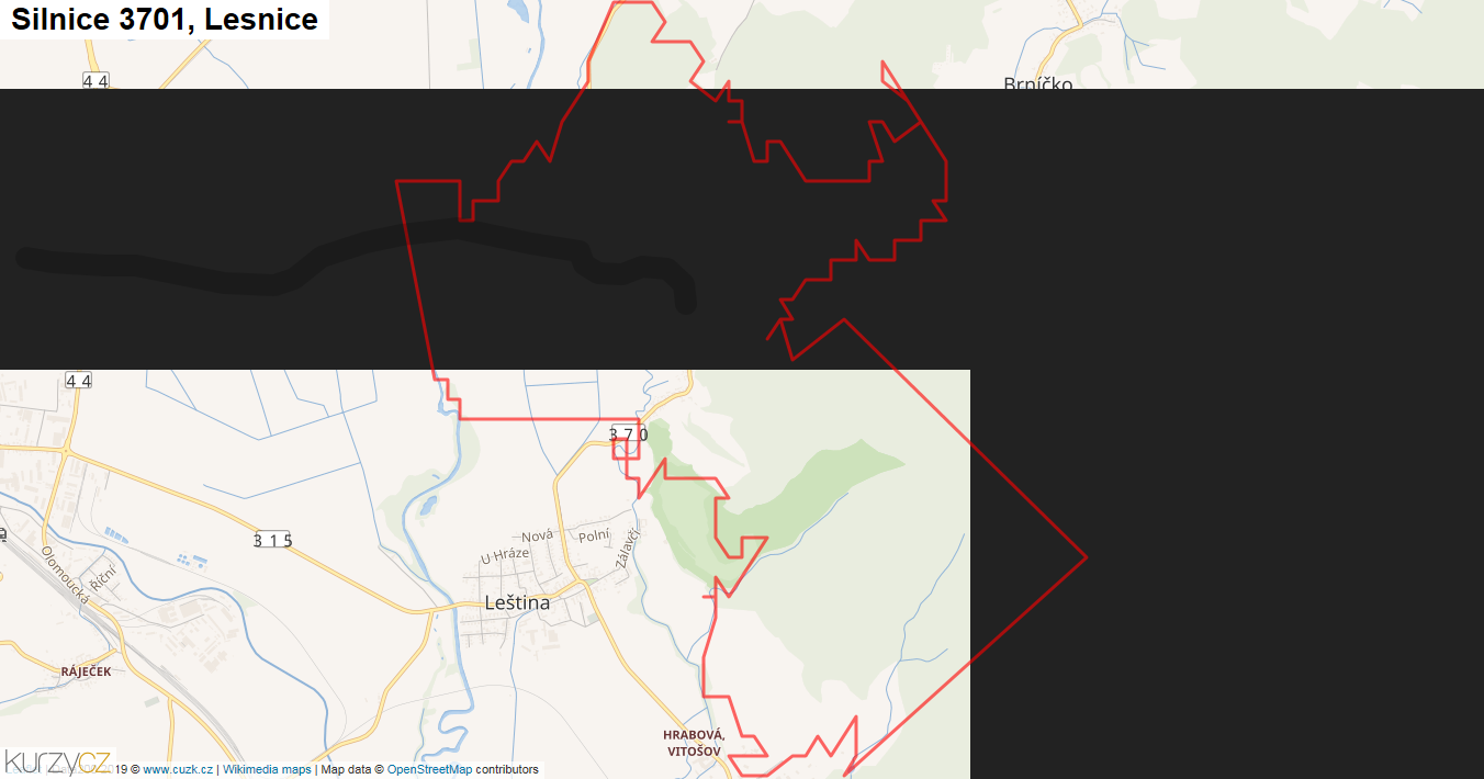Lesnice, Silnice 3701 - Mapa