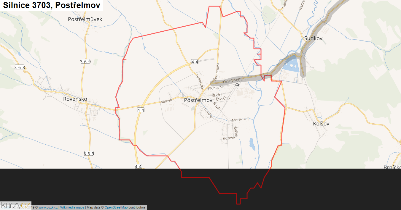 Postřelmov, Silnice 3703 - Mapa