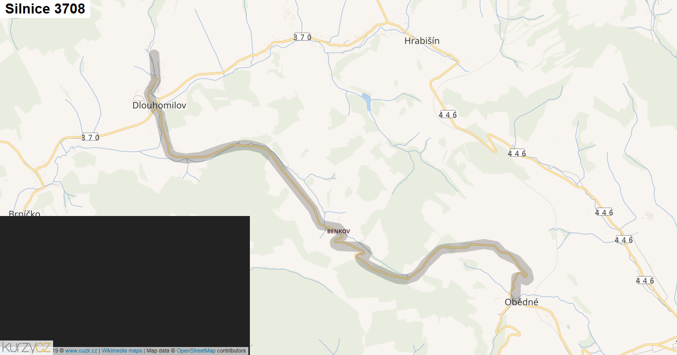 Silnice 3708 - mapa Silnice 3708