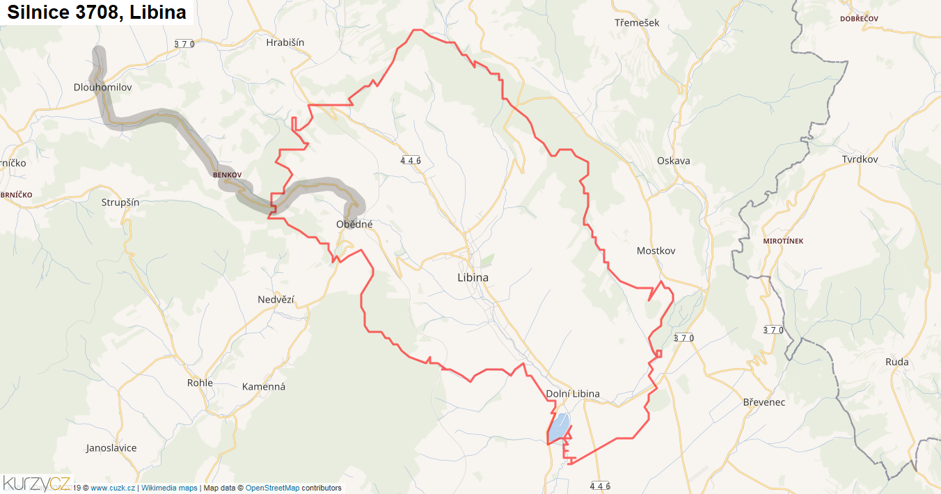 Libina, Silnice 3708 - Mapa