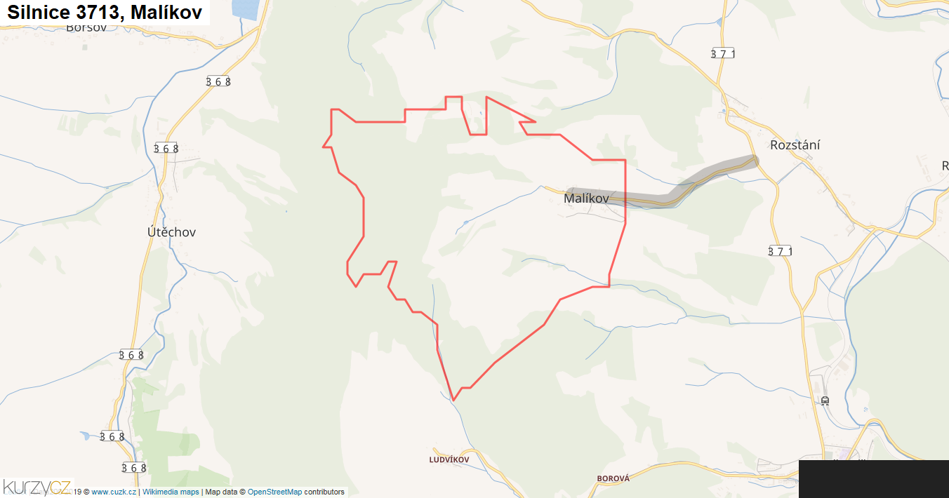 Malíkov, Silnice 3713 - Mapa