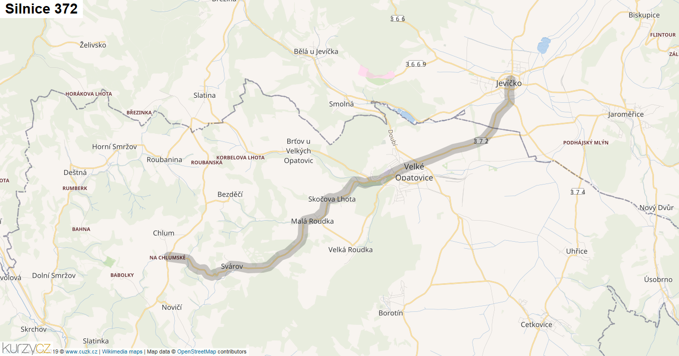 Silnice 372 - mapa Silnice 372