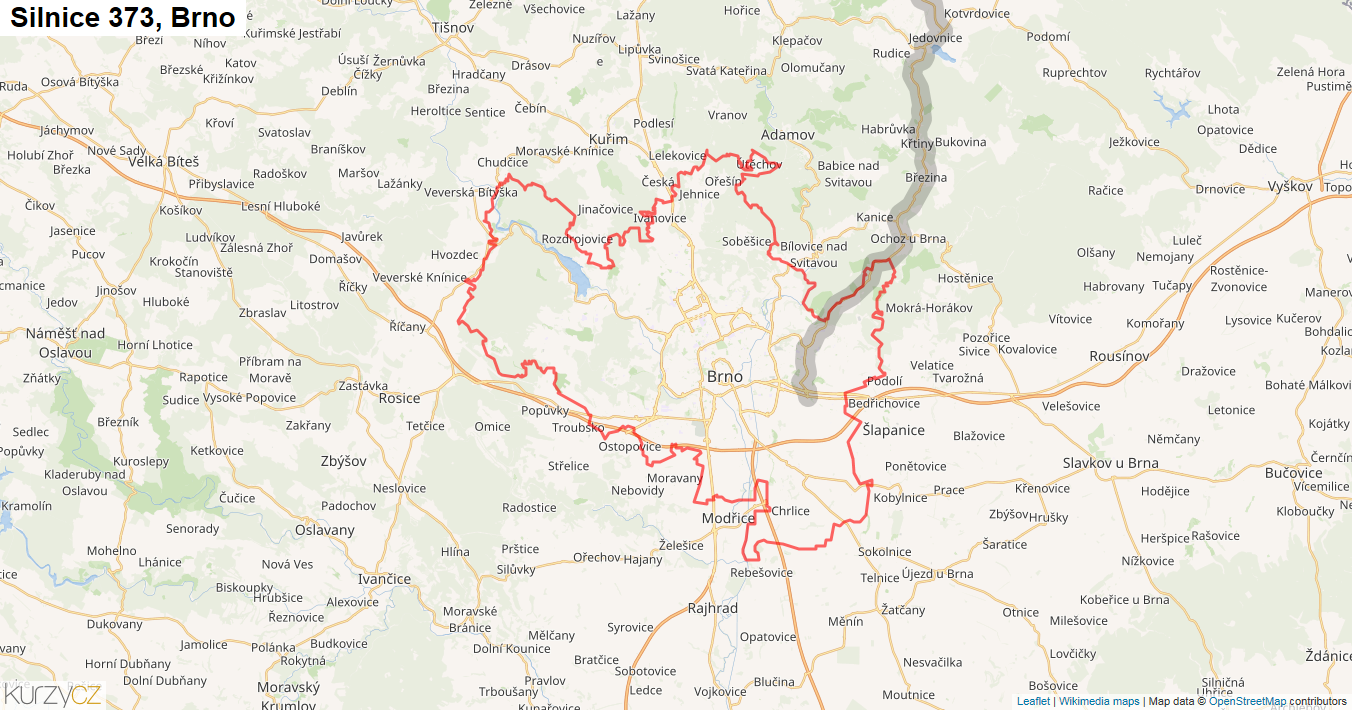 Brno, Silnice 373 - Mapa
