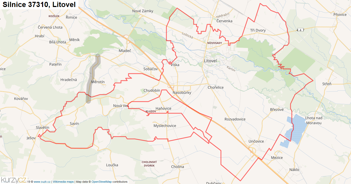 Litovel, Silnice 37310 - Mapa