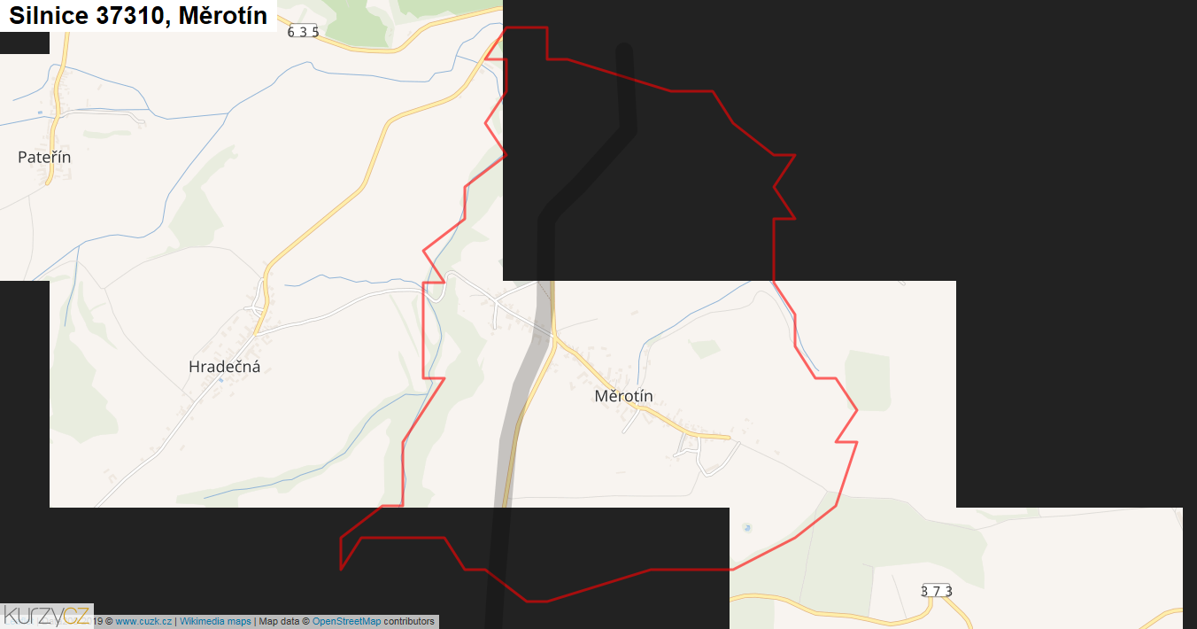 Měrotín, Silnice 37310 - Mapa