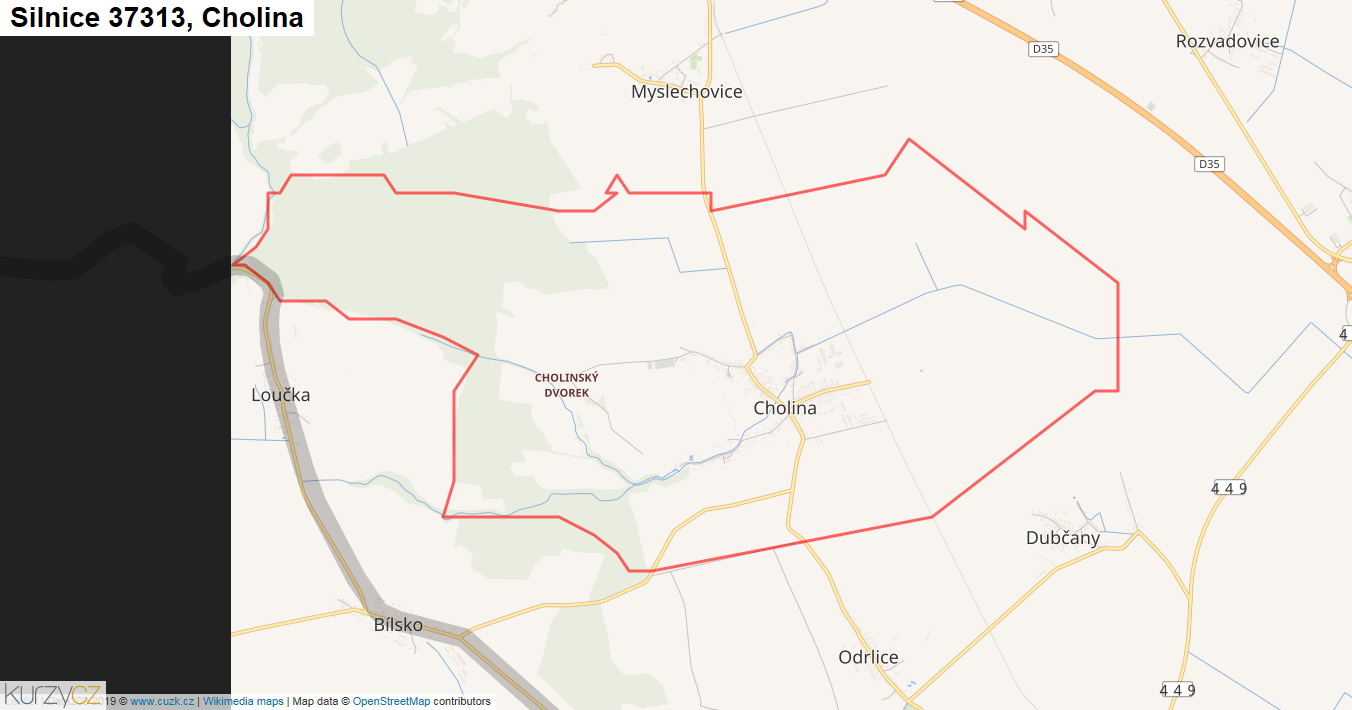Cholina, Silnice 37313 - Mapa
