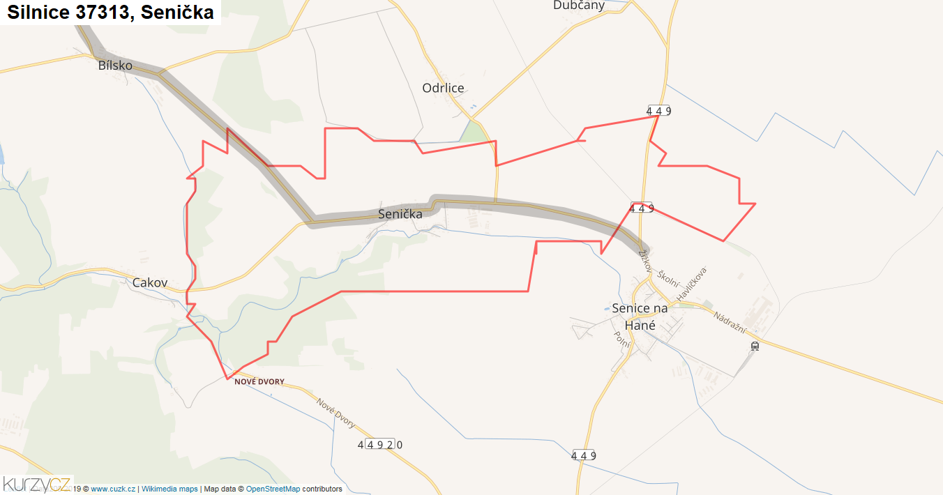 Senička, Silnice 37313 - Mapa
