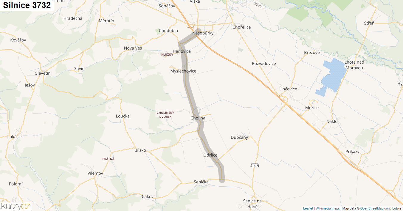 Silnice 3732 - mapa Silnice 3732