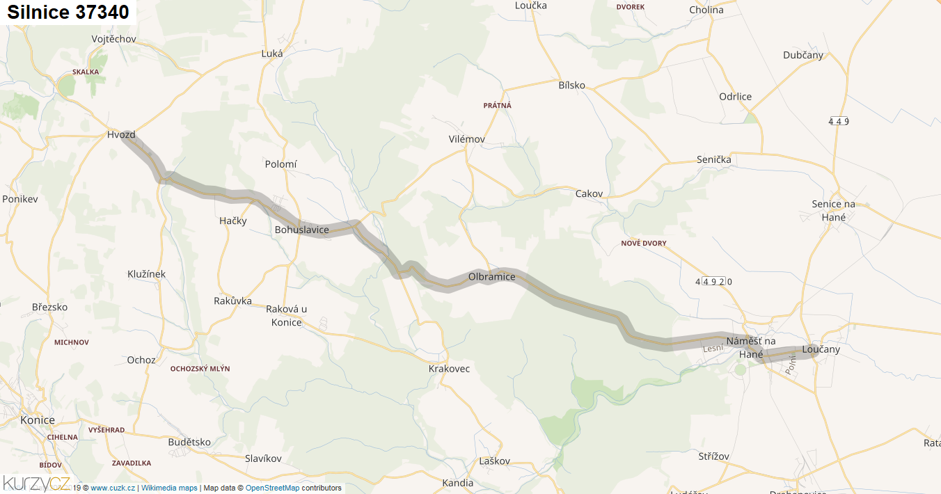 Silnice 37340 - mapa Silnice 37340