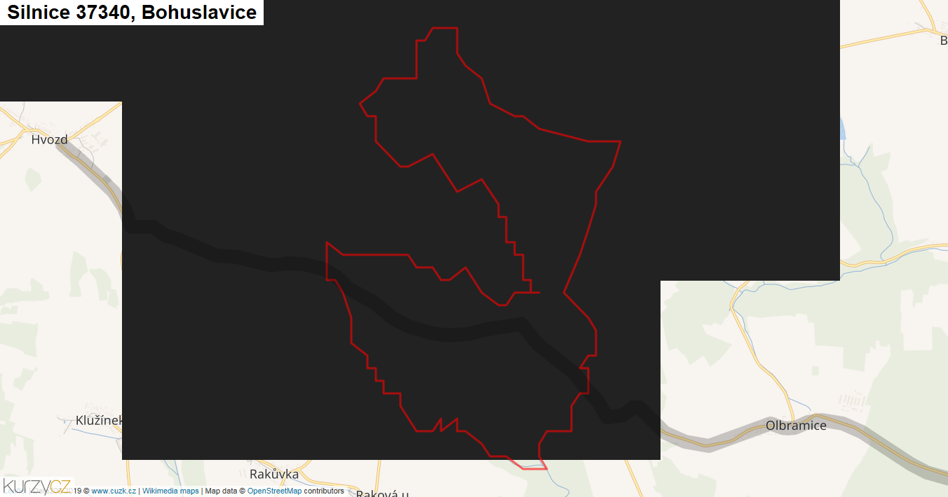 Bohuslavice, Silnice 37340 - Mapa