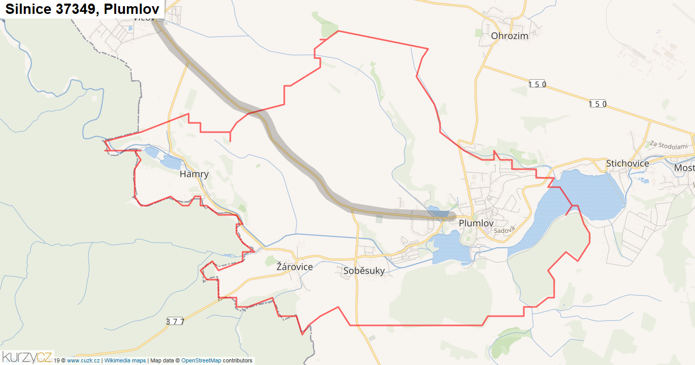 Plumlov, Silnice 37349 - Mapa