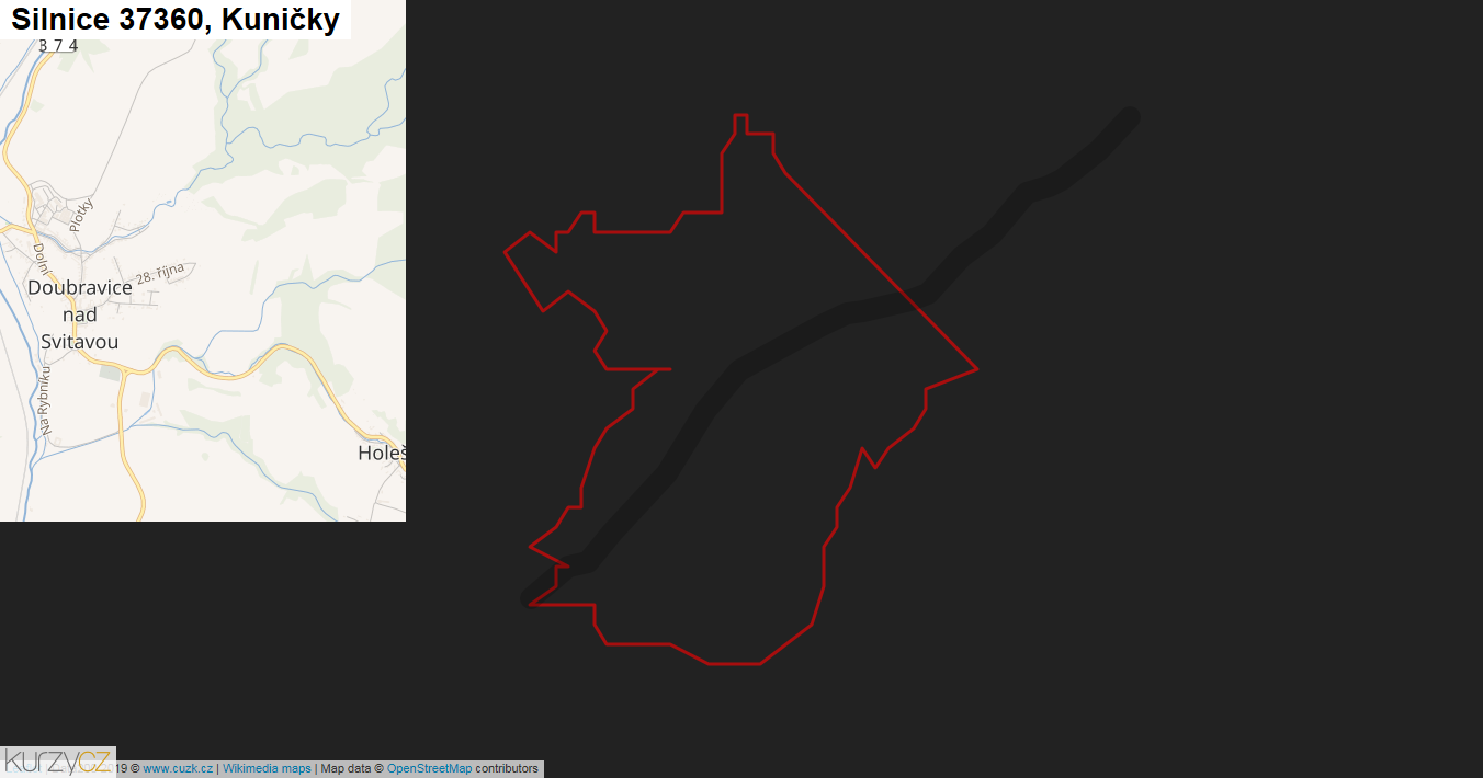 Kuničky, Silnice 37360 - Mapa