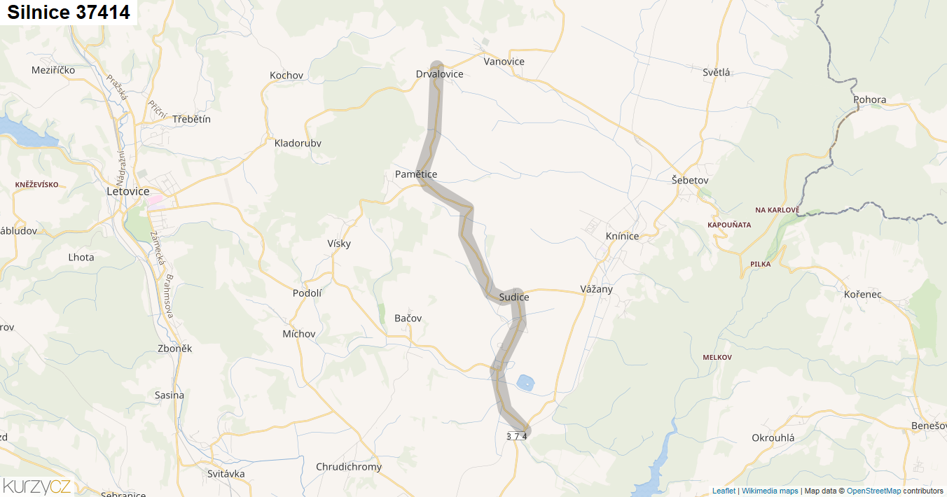 Silnice 37414 - mapa Silnice 37414