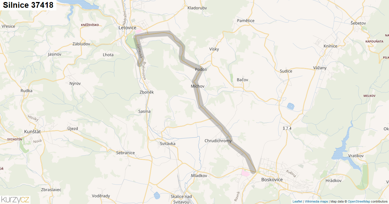 Silnice 37418 - mapa Silnice 37418