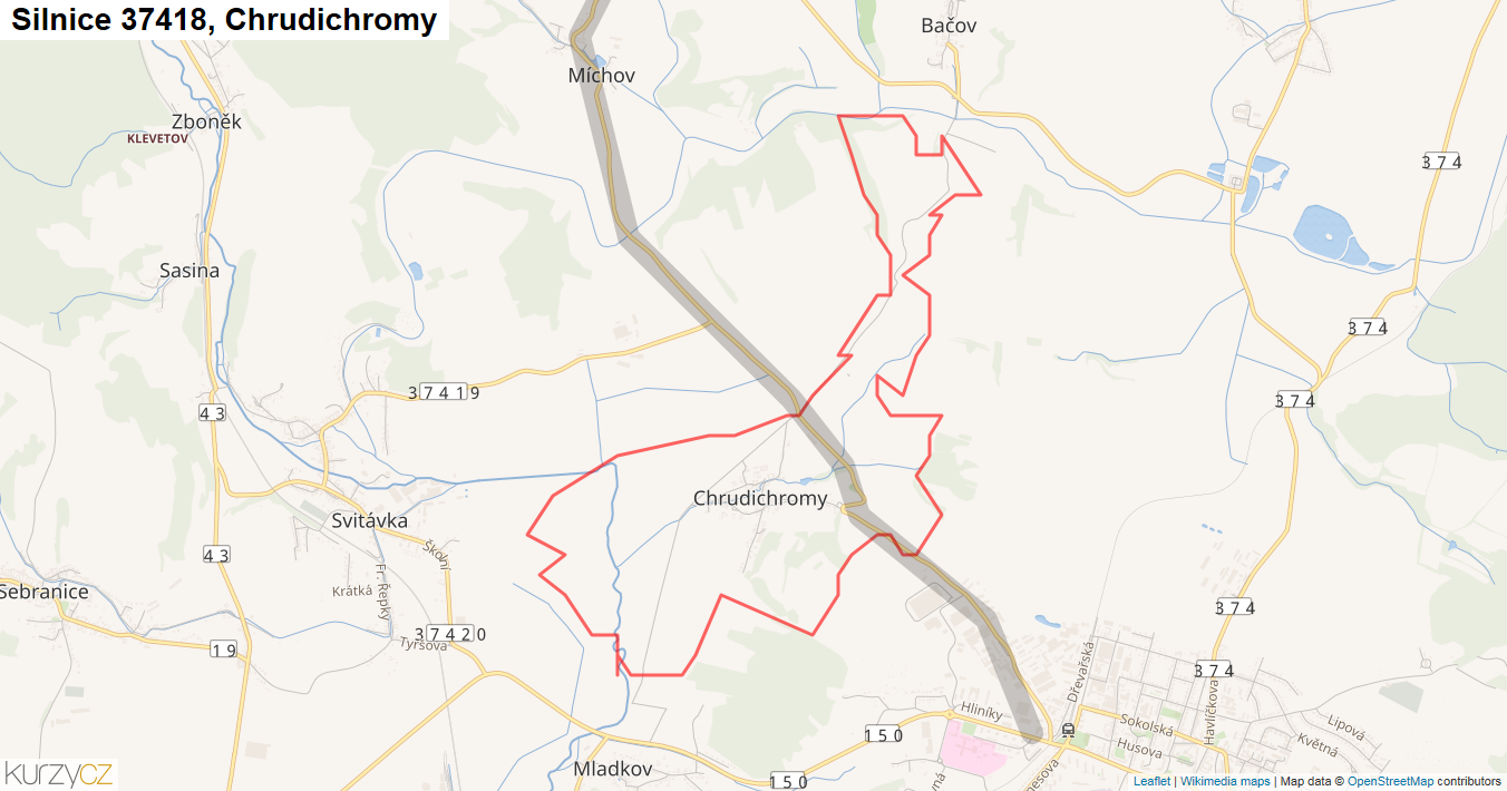 Chrudichromy, Silnice 37418 - Mapa