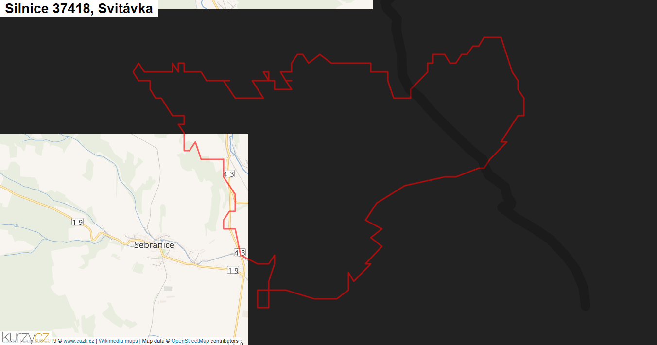 Svitávka, Silnice 37418 - Mapa