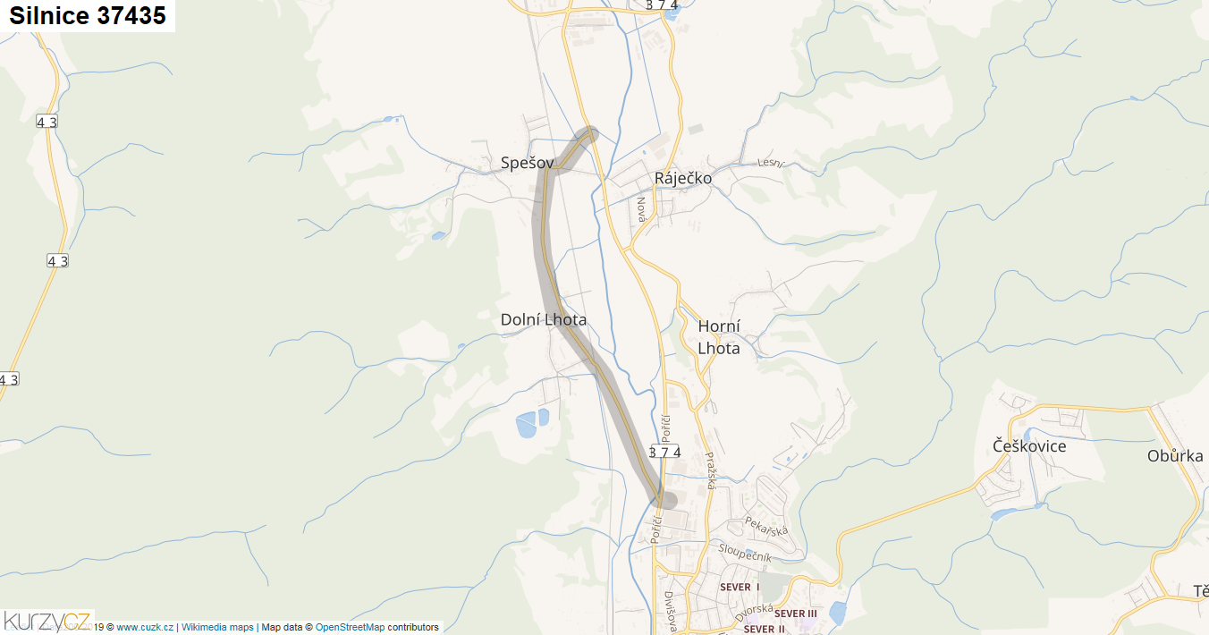 Silnice 37435 - mapa Silnice 37435