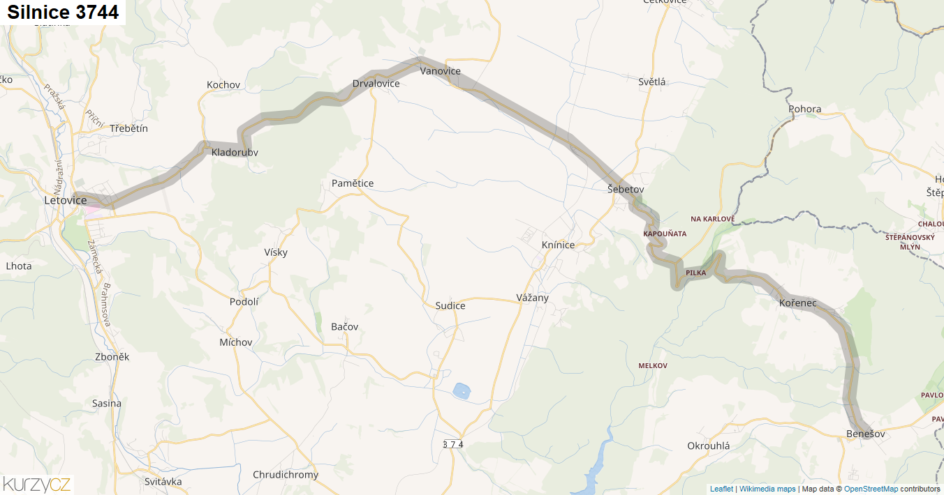 Silnice 3744 - mapa Silnice 3744