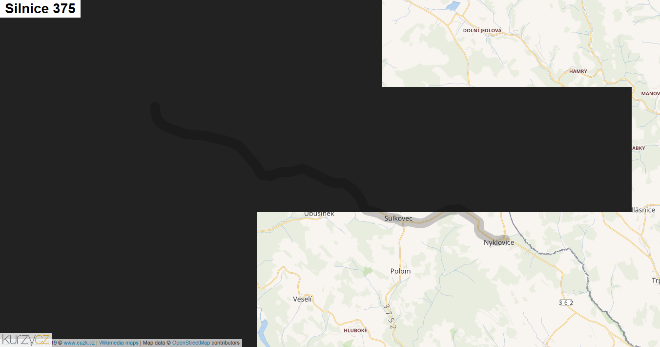 Silnice 375 - mapa Silnice 375